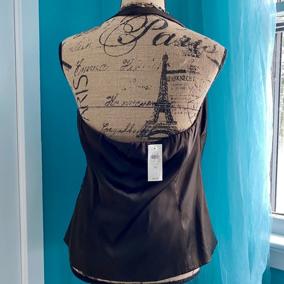 ๐ NWT: Ann Taylor Brown Silk Wrap Halter Top - Picture 4 of 6